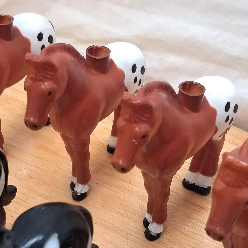 20 Vintage Blow Mold Horse Pony Christmas Tree Light Covers Western Equestrian